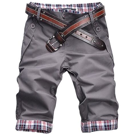 Short de plage ample à carreaux pour homme, poches et boutons - Taille 3XL - Gris (1/5)