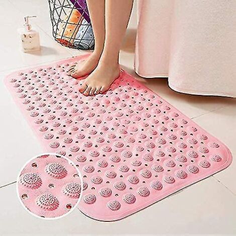 Tapis de douche et de bain antidérapant populaire et résistant, ventouses en caoutchouc pour la sécurité de la salle de bain (rose, 36 cm x 71 cm) (1/5)
