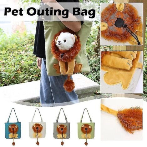 Sac bandoulière Outcrop en forme de petit lion pour chats et chiens, sac en toile bleu pour petits animaux de compagnie (1/5)