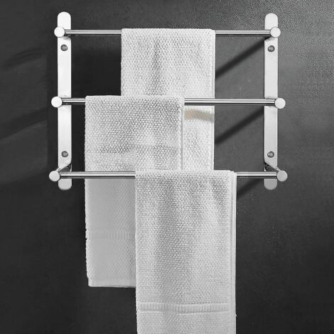 Porte-serviettes chromé à 3 niveaux en acier inoxydable, 40 cm