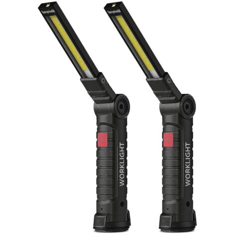 Lampe de travail rechargeable, lampe torche d'inspection LED rotative à 360° avec base magnétique et crochet pour la maison, l'atelier, etc. (1/5)