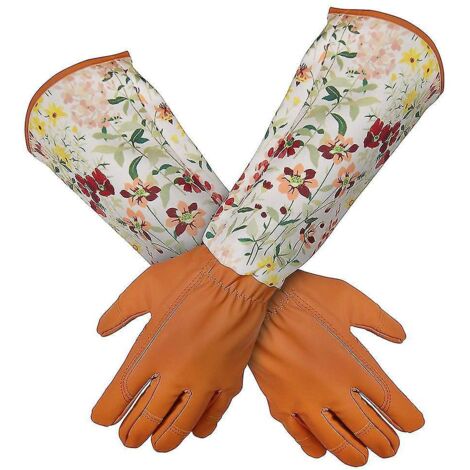 Gants de jardin en cuir anti-épines, gants de travail pour femmes, petit chrysanthème (1/5)