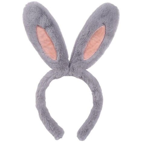 Serre-tête oreilles de lapin de Pâques, bandeau oreilles de lapin, serre-tête oreilles de lapin pour enfants - 29 x 7 x 2 cm - Gris (1/3)