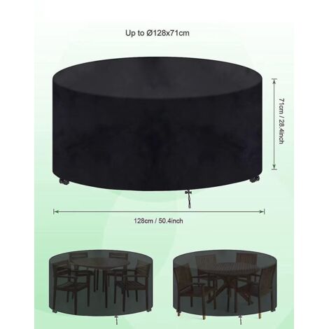 Housse de table de jardin ronde, bâche pour mobilier de jardin ronde 120, imperméable, anti-poussière et anti-UV, pour ensembles de meubles de jardin (128 x 71 cm). (1/4)