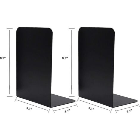 Lot de 4 serre-livres décoratifs robustes en métal noir, avec supports en caoutchouc antidérapant (1/4)