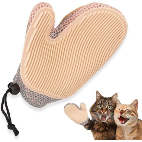 Gants de toilettage pour animaux, gants brosses pour chats, gants brosses double face douces pour enlever les poils d'animaux, gant anti-poils pour nettoyer canapé et tapis, rose (1/5)