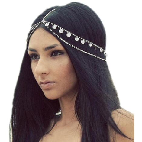 Bijou de cheveux bohème pour fête et mariage, couronne à pompons en métal, bandeau pour femme (1/4)