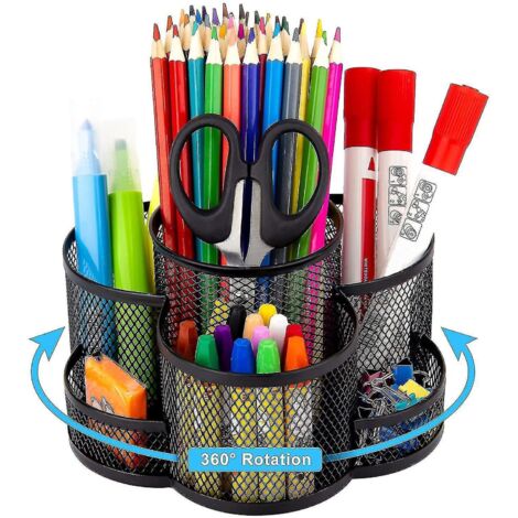 Porte-stylo en maille pour bureau, pivotant à 360 degrés (1/5)