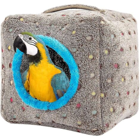 Grande cabane douillette pour oiseaux, dessus et dessous épais - Nichoir suspendu en peluche chaude pour l'hiver (1/5)