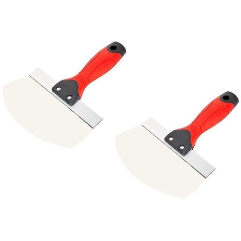 Lot de 2 pelles à plâtre en acier inoxydable pour plaques de plâtre - 16,5 cm (6,5 pouces) de diamètre, forme incurvée et profilée (1/5)