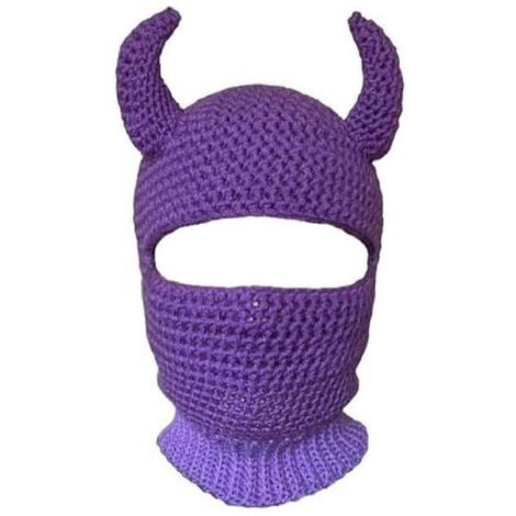 Bonnet tricoté, masque intégral, bonnet en laine, cagoule, pour Halloween, violet foncé, Roland L (1/5)