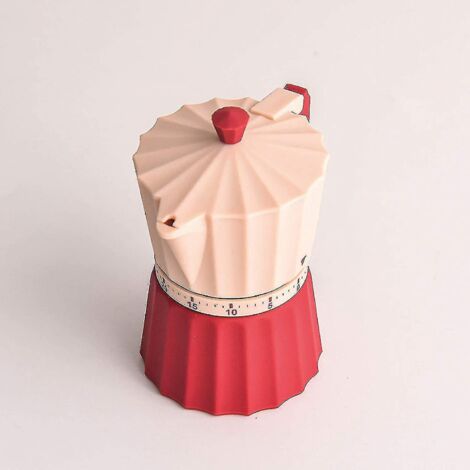 Minuteur de cuisine mécanique, cafetière moka rouge (1/5)