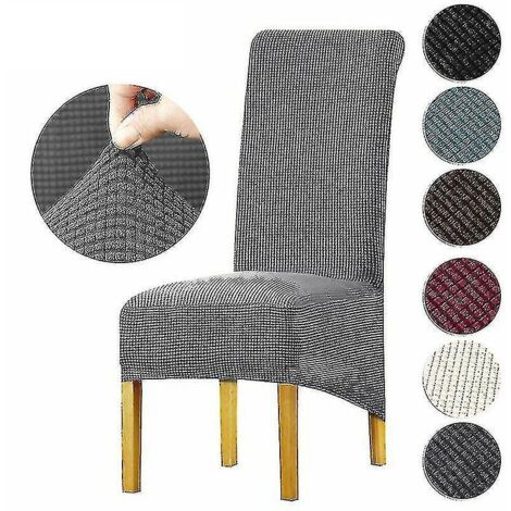 Housses de chaise extensibles universelles, housse de chaise amovible pour salle à manger, beige (1/5)
