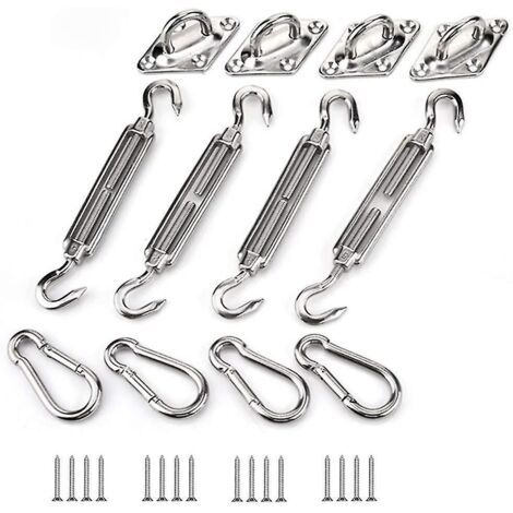 Kit de fixation pour auvent, voile d'ombrage robuste en acier inoxydable (1/5)