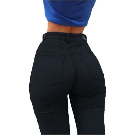Jean skinny slim pour femme - Legging noir - Taille L (1/5)