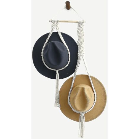 Porte-chapeaux en macramé style bohème, mural, pour femme, 100 % neuf, 105 cm (1/4)