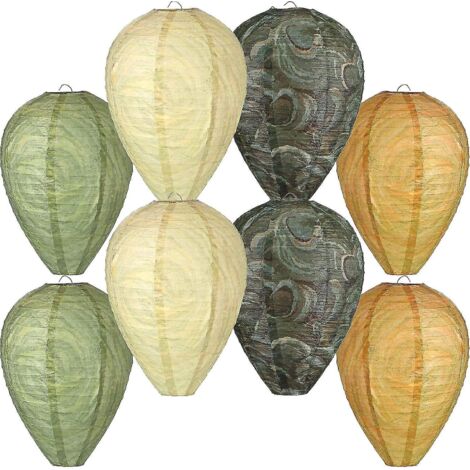 Lot de 8 appâts pour nids de guêpes, faux nids de guêpes suspendus, verts, pour jardin extérieur (1/5)