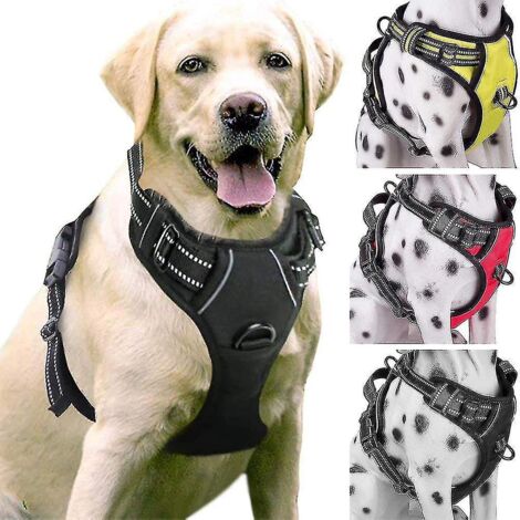 Harnais anti-traction rembourré et réglable pour grands chiens, idéal pour l'entraînement ou les promenades - 45-65 cm - Rouge (1/4)