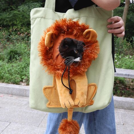 Sac bandoulière Outcrop en forme de petit lion pour chats et chiens, sac en toile gris pour petits animaux de compagnie (1/5)