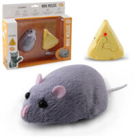 Souris en Peluche Télécommandée Jouet pour Chat Réaliste et Confortable