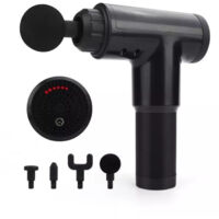 Pistolet de Massage Musculaire 4 Embouts 6 Vitesses pour Tissu Profond Noir 220V EU