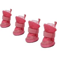paires de bottes d'hiver antidérapantes pour chiens de petite et moyenne taille, avec semelle en caoutchouc