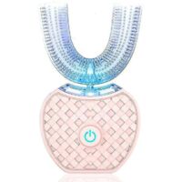 Brosse à dents électrique, brosse à dents automatique, brosse à dents sonique en forme de U, kit de blanchiment des dents avec tête de brosse de rechange, rose