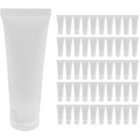 50 tubes souples en plastique transparent dépoli de 50 ml, vides, pour crèmes, émulsions et lotions cosmétiques.