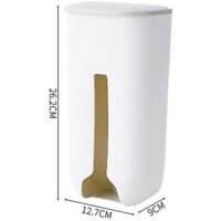 Distributeur mural de sacs poubelle rechargeables, blanc, pour la cuisine et les courses.