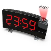 Réveil à projection, radio-réveil numérique à double alarme sonore, radio-réveil numérique rouge