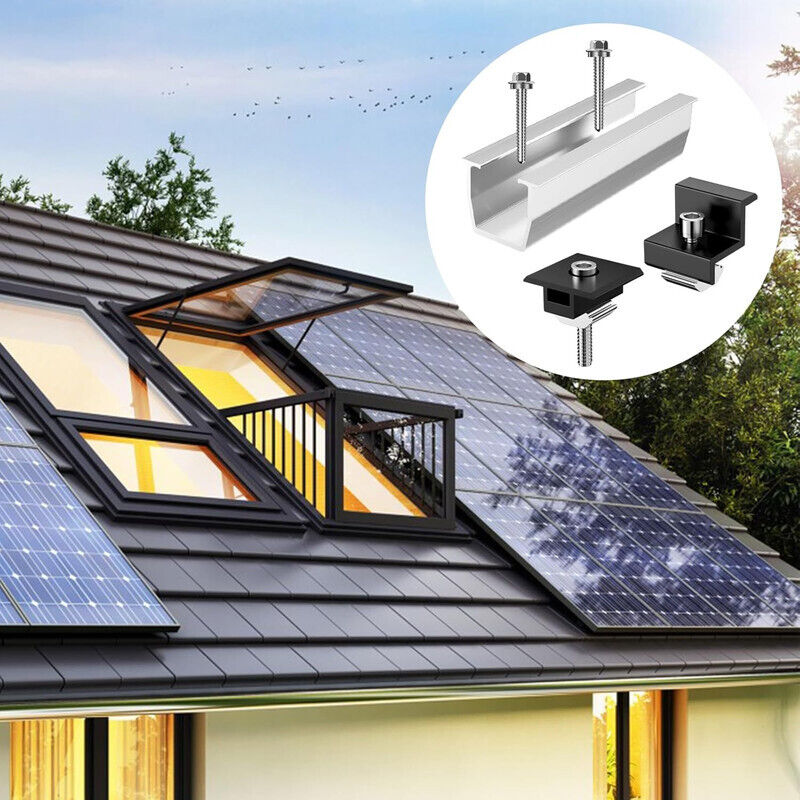 Kit Support Panneau Solaire 6 Pièces - Rails Courts 12 Cm En Aluminium Réglables Pour Toit Plat, Fixation PV 30-35 Mm