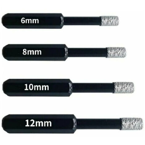 Ouylaf – Forets diamant professionnels pour carrelage, céramique, verre et pierre – Coffret de 4 mèches (6mm, 8mm, 10mm, 12mm) – Tige hexagonale anti-glisse