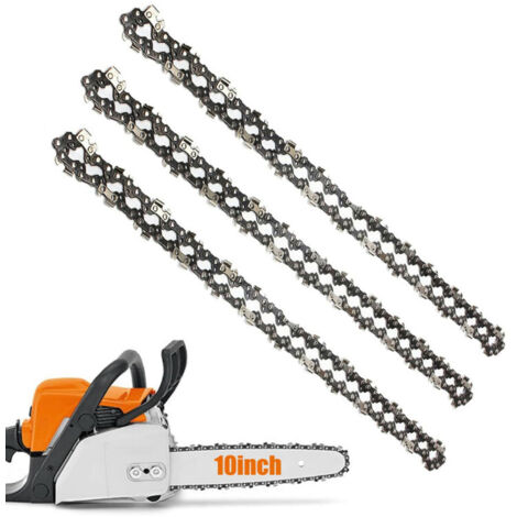 Ouylaf – Lot de 3 chaînes d'élagueuse sur perche 10' (25 cm) – 40 maillons d'entraînement – Faible rebond – Compatible avec Black & Decker, Ryobi