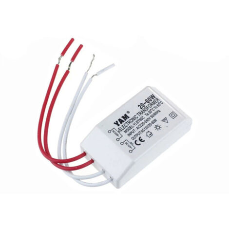 Ouylaf – Transformateur électronique 220V AC 12V pour lampes halogènes G4 – Convertisseur 20-60W – Corps ultra-mince – Tension stable et silencieuse
