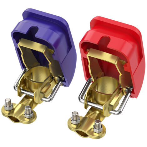 Ouylaf – Lot de 2 cosses batterie 12V – Libération rapide – Connecteurs couleur codée – Compatible batteries rondes – Pour voiture, camion, bateau