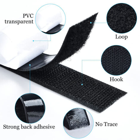 Rouleau De Bande Velcro Autocollante Extra Forte - 9m X 2.5cm, Blanc - Adhésif Double Face Pour Surfaces Lisses Et Tissus