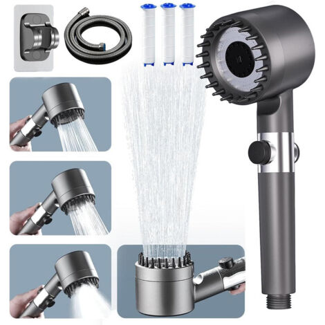 Ouylaf – Pommeau de douche haute pression 4 modes – Tuyau 1.5m – Anti-calcaire – Installation facile – Pour faible pression d'eau