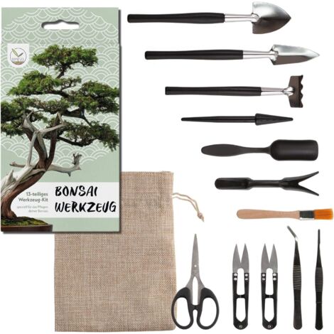Kit d'outils pour Bonsai 13 pièces avec Sac de Rangement Pratique,OUYLAF,Mini Outils de Jardinage pour Les Plantes d'intérieur et Une Culture Professionnelle de bonsais