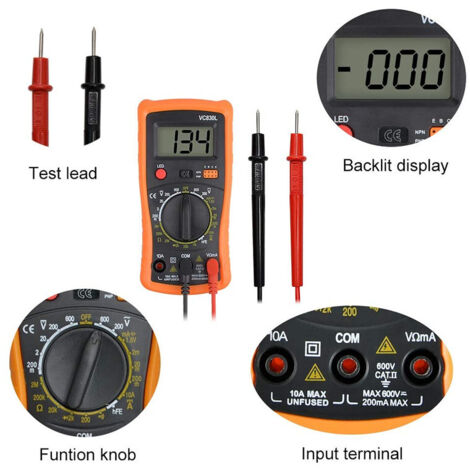 Multimètre numérique professionnel DT9205A, ampèremètre électrique
