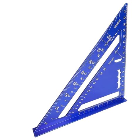 Équerre de menuisier, Métrique 7 pouces, Alliage d'aluminium, Angle 90° Bleue, Traçage Précis, Coupe Transversale, Adaptée aux Travaux de Menuiserie & Bricolage, OUYLAF (1/5)