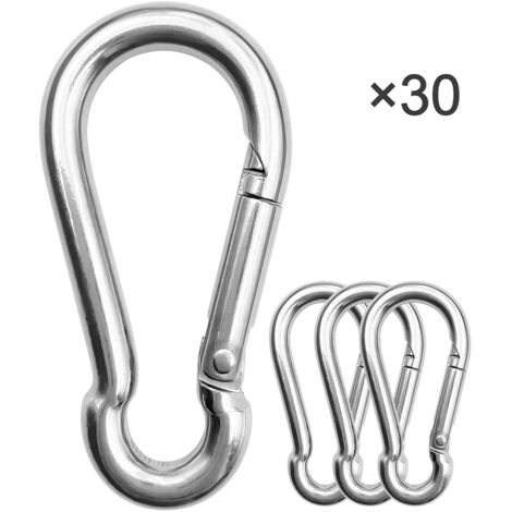 Mousqueton lot de 30, acier inoxydable 304, robuste, pour extérieur, camping et randonnée, OUYLAF