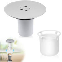 Bonde Douche 90/115 Mm Szaboviktoria – Siphon Anti-Cheveux Anti-Odeur – Installation Facile – Panneau Argenté/Blanc – Évite Bouchons