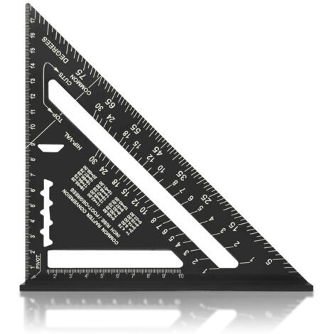 Metrisches System, MULTIFUNKTIONEN, 180 mm, Metall-Aluminium-Lineal, quadratische Markierungslehre, Winkelmesser, Winkel 45 90 Grad, Tischlerwerkzeuge, Anreißwerkzeug, Holztischlerführung, (7 Zoll), O (1/5)