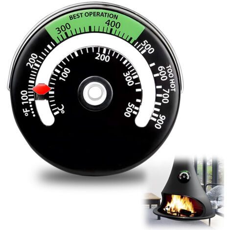 Magnetisches Holzofenthermometer, 1 Stück, Temperaturanzeige für Holzofenrohr und Schornstein, Ofenanzeige, OUYLAF