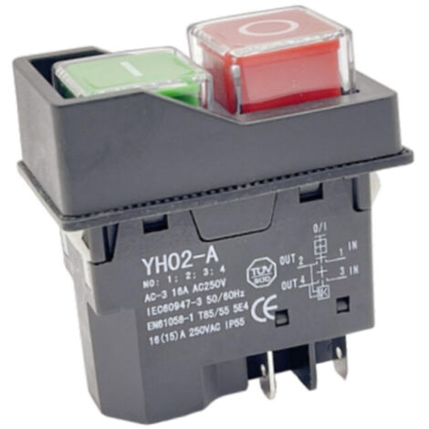 Interruptor magnético impermeable, botón pulsador de encendido/apagado de 4 pines, interruptor de arranque y parada, accesorios para herramientas eléctricas de 250 V y 16 A, accesorios para reemplazo 