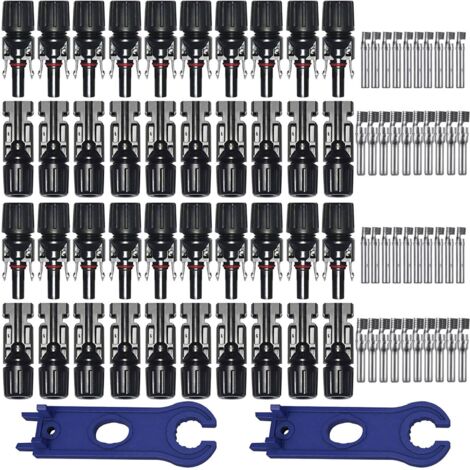 20 pares de conectores fotovoltaicos MC4, OUYLAF, macho/hembra, con sello impermeable de doble anillo, para accesorios de cable de panel solar fotovoltaico. (1/5)