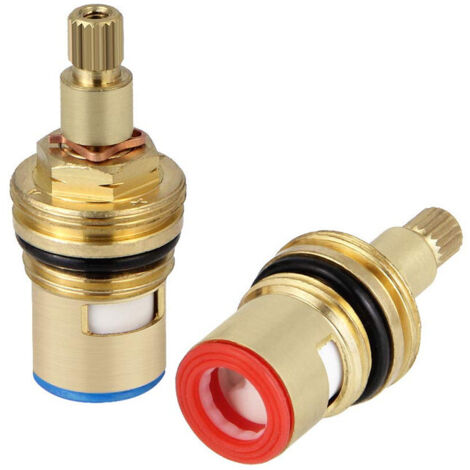 2 cabezales de disco de cerámica, cartuchos de cerámica de 1/2", repuesto universal para grifo de latón, 20 muescas x 43 mm, para cocina y baño, OUYLAF