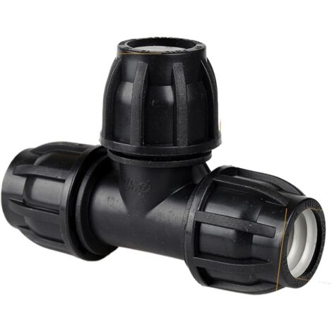 Accesorio de compresión en T de PE de 32 mm para sistemas de agua fría y riego, OUYLAF (1/2)