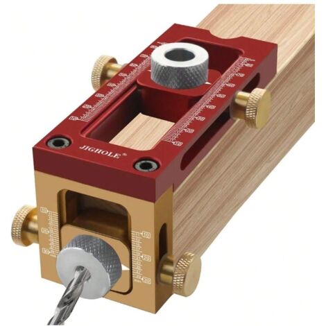 Pince à vis réglable, jeu de guides de perçage à goupille transversale 2 en 1, poinçon pour le travail du bois, gabarit pour trous de poche (1/5)
