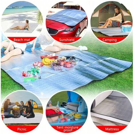 Tapis de camping isolant, tapis isolant pliable en aluminium, tapis isolant en mousse pour le camping, la randonnée et les pique-niques (argenté)(200 x 250 cm) (1/5)
